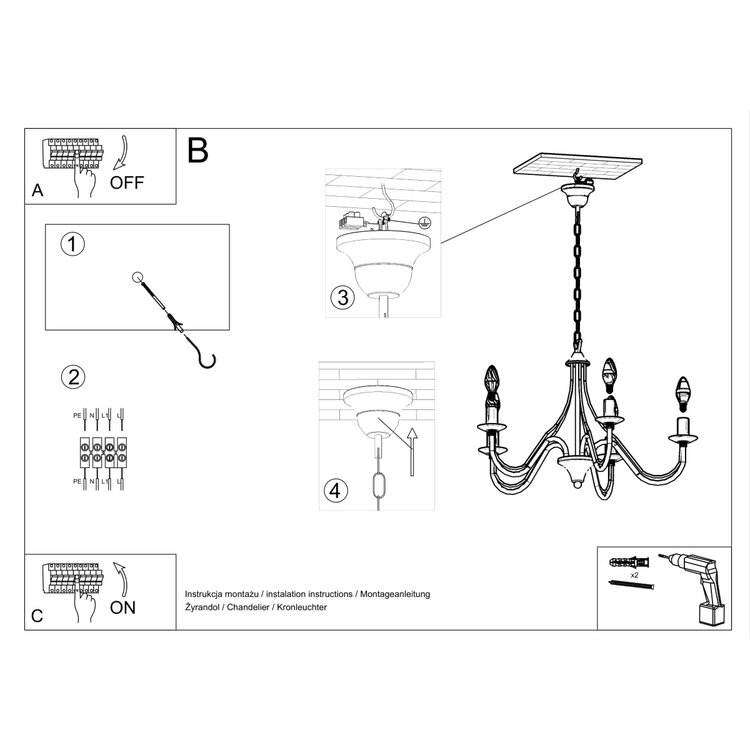 Sollux Lighting Chandelier MINERWA 5 white