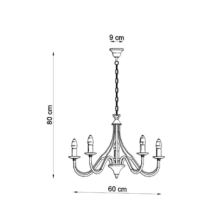 Sollux Lighting Kroonluchter MINERWA 5 zwart