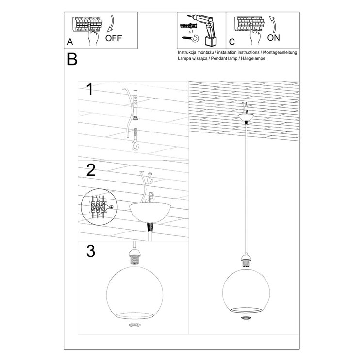 Sollux Lighting Pendant lamp BALL blue