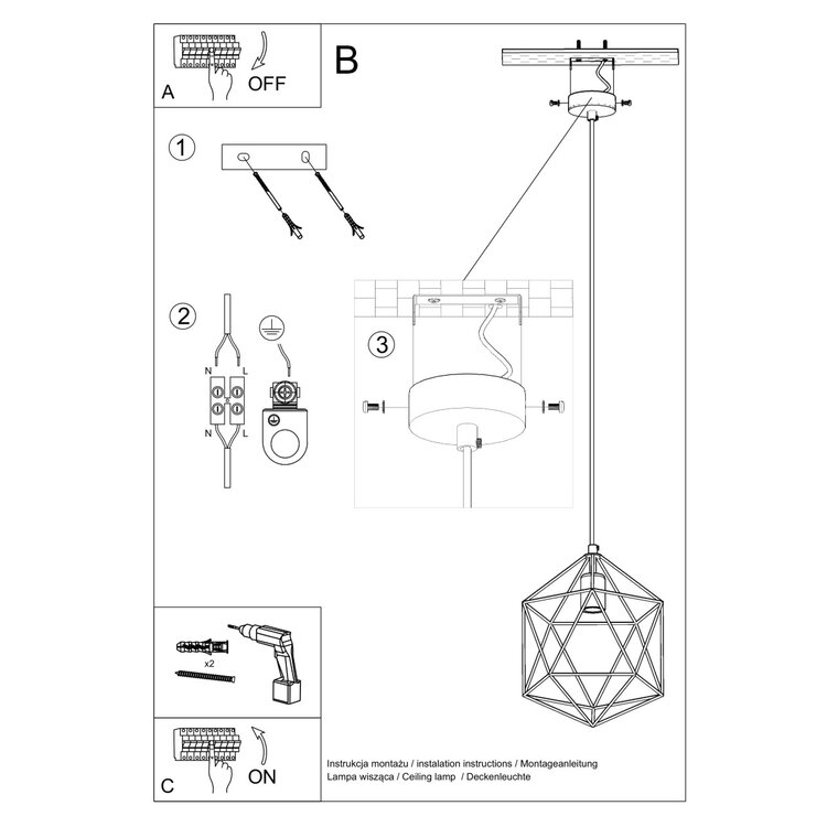 Sollux Lighting Hanglamp GASPARE zwart