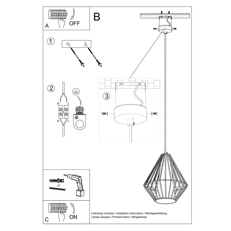 Sollux Lighting Hängeleuchte DEMI schwarz