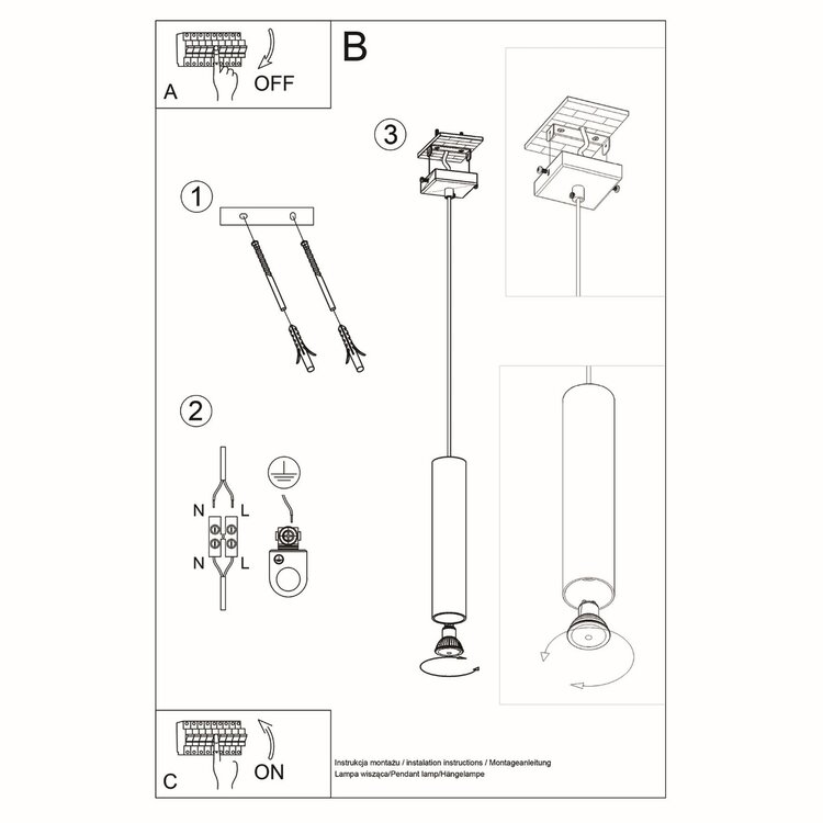 Sollux Lighting Hanglamp LAGOS 1 wit