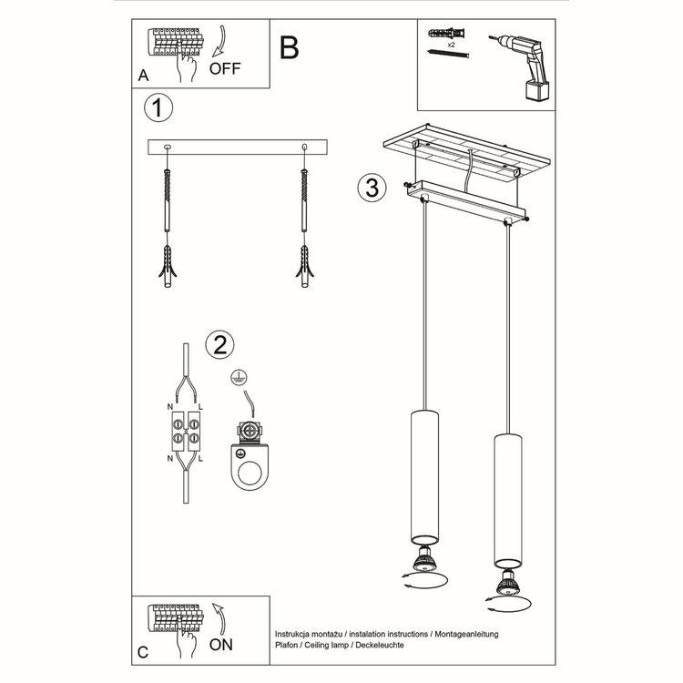 Sollux Lighting Hanglamp LAGOS 2 wit