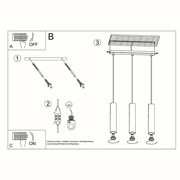 Sollux Lighting Hängeleuchte LAGOS 3L weiß