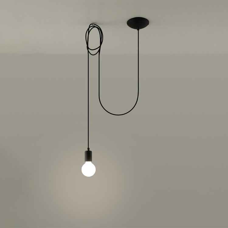 Sollux Lighting Hanglamp EDISON 1 zwart