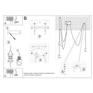 Sollux Lighting Kroonluchter EDISON 3 zwart