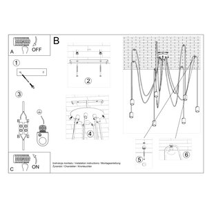 Sollux Lighting Kroonluchter EDISON 7 zwart