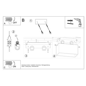 Sollux Lighting Deckenleuchte QUAD schwarz