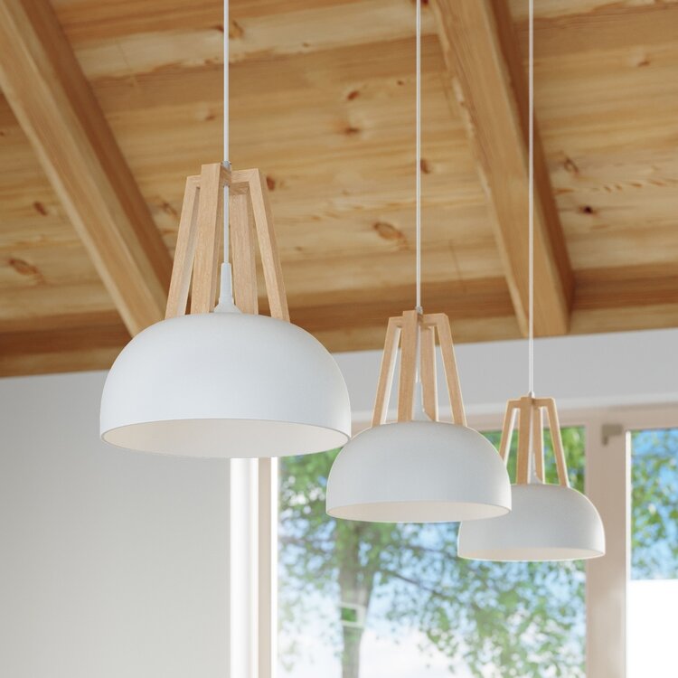 Sollux Lighting Hängelampe CASCO weiß/naturfarbenes Holz