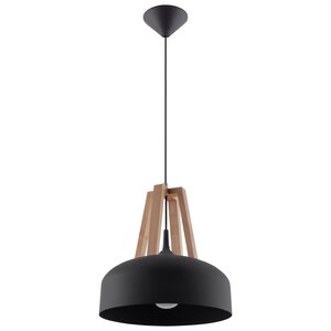 Sollux Lighting Hanglamp CASCO zwart/natuurlijk hout