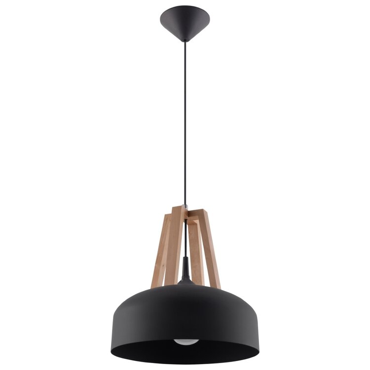 Sollux Lighting Hanglamp CASCO zwart/natuurlijk hout