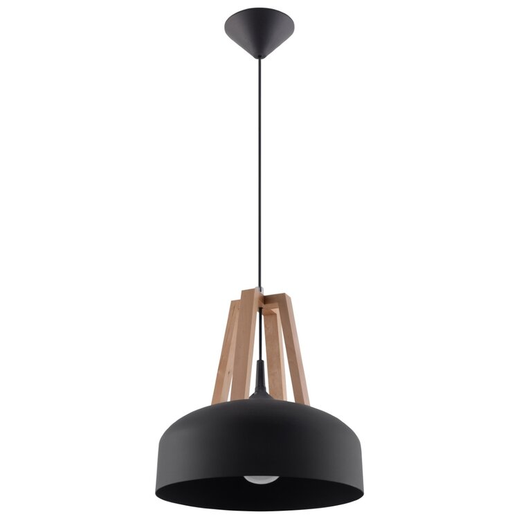 Sollux Lighting Pendelleuchte CASCO schwarz/naturfarbenes Holz