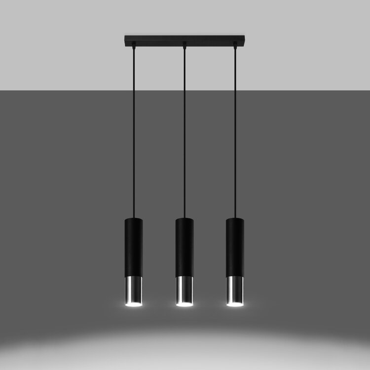 Sollux Lighting Pendant lamp LOOPEZ 3L black/chrome