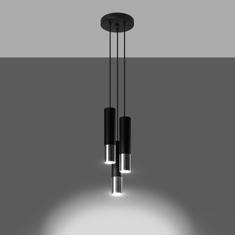 Sollux Lighting Pendant lamp LOOPEZ 3P black/chrome