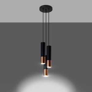 Sollux Lighting Pendant lamp LOOPEZ 3P black/copper