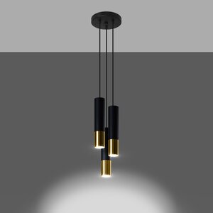 Sollux Lighting Pendant lamp LOOPEZ 3P black/golden