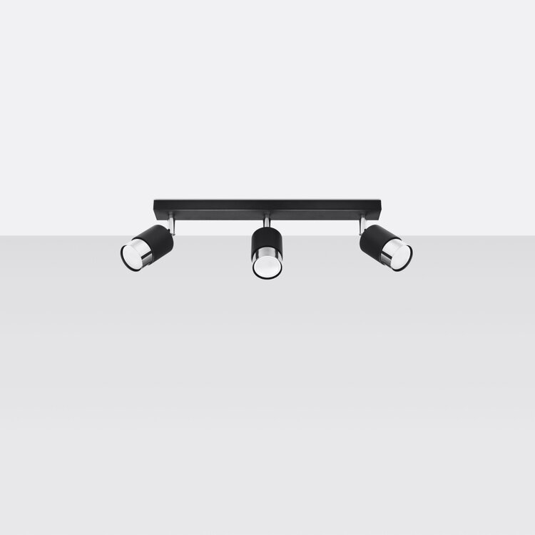Sollux Lighting Plafondlamp NERO 3 zwart/chroom