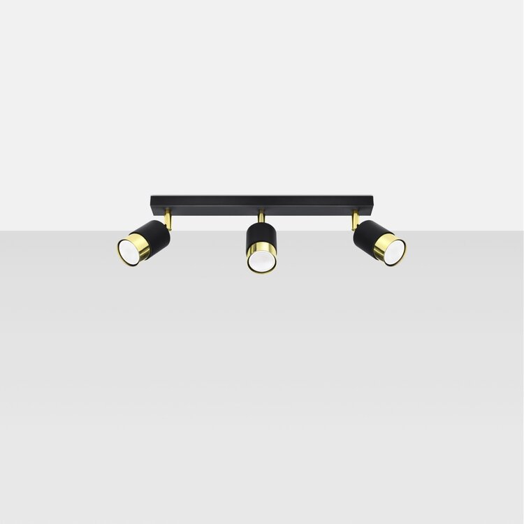 Sollux Lighting Deckenleuchte NERO 3 schwarz/gold