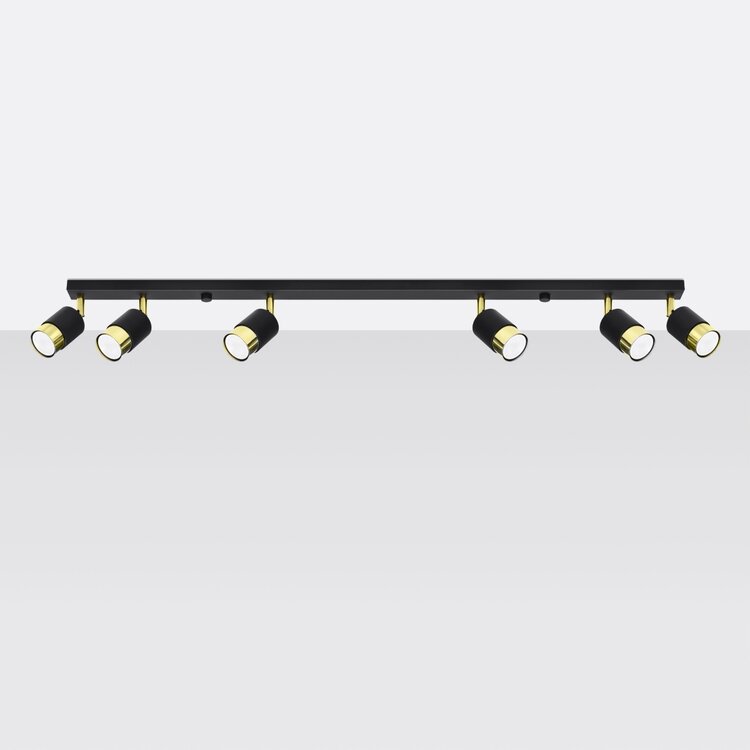 Sollux Lighting Deckenleuchte NERO 6 schwarz/gold