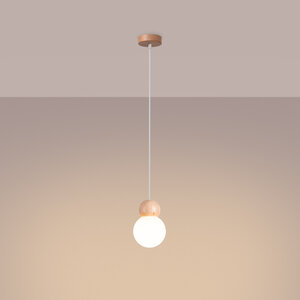 Sollux Lighting Hanglamp PEKKA 1 wit/natuurlijk hout