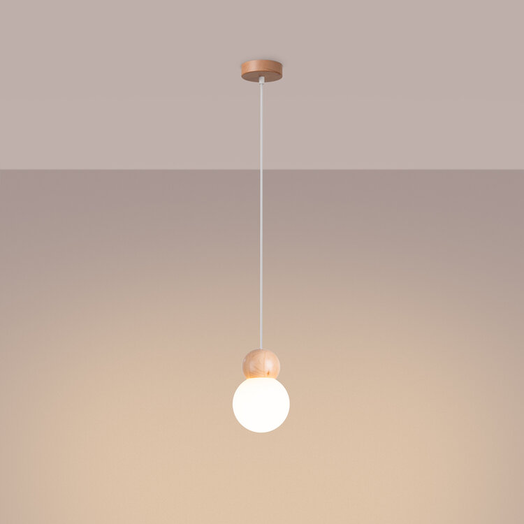 Sollux Lighting Hängeleuchte PEKKA 1 weiß/naturfarbenes Holz