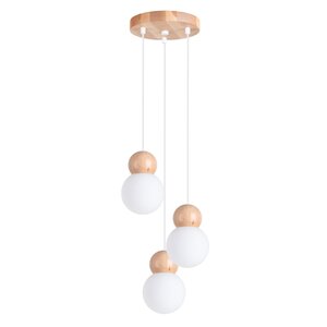 Sollux Lighting Hanglamp PEKKA 3P wit/natuurlijk hout