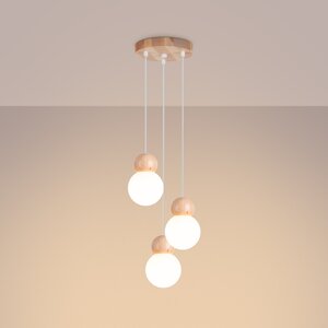 Sollux Lighting Pendant lamp PEKKA 3P white/natural wood