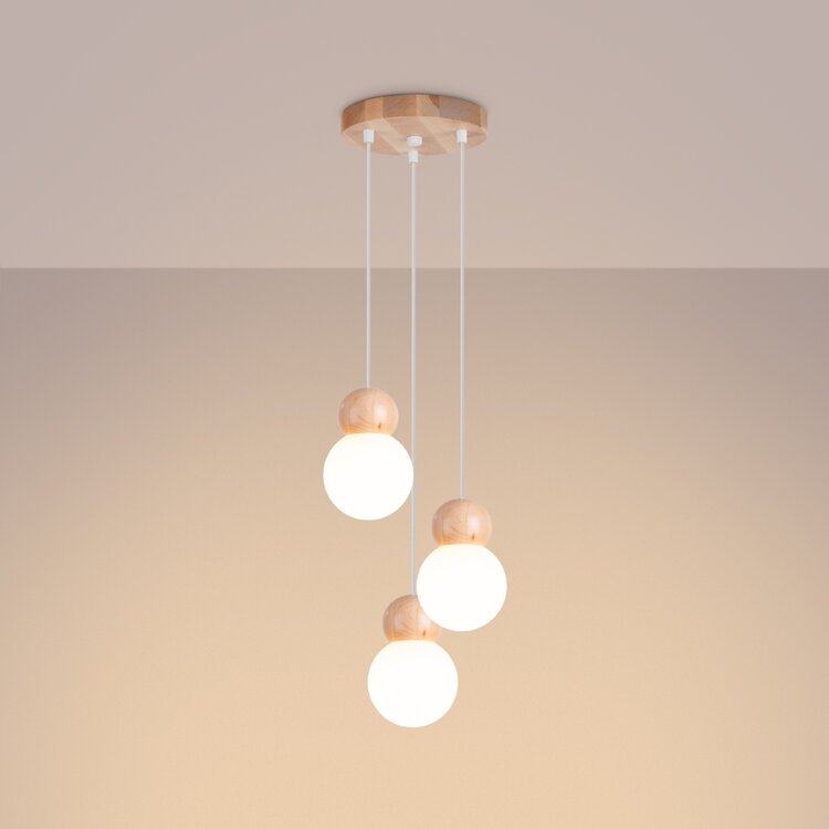 Sollux Lighting Pendant lamp PEKKA 3P white/natural wood