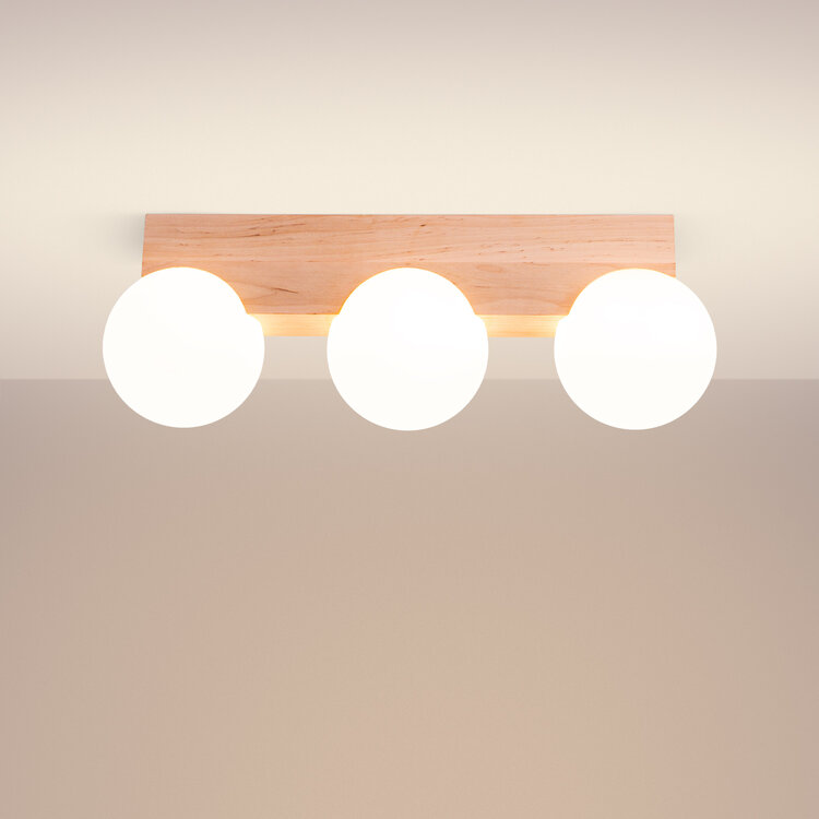 Sollux Lighting Plafondlamp BULBO 3 natuurlijk hout