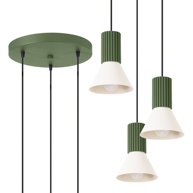 Sollux Lighting Pendant lamp ESTRIA 3P beige/olive green