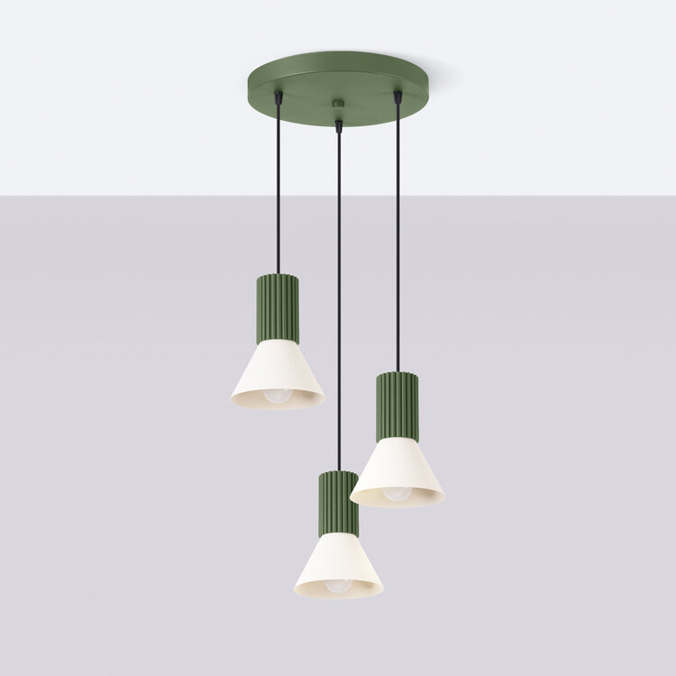 Sollux Lighting Pendelleuchte ESTRIA 3P beige/olivgrün