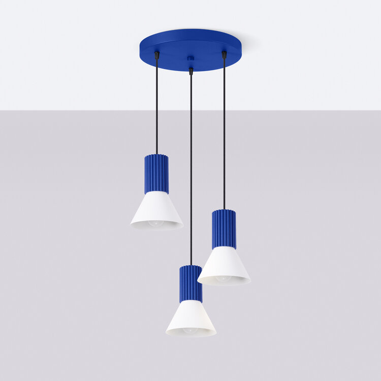 Sollux Lighting Pendant lamp ESTRIA 3P white/ultramarine