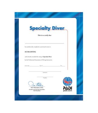 PADI PADI Certificaat Specialty Diver