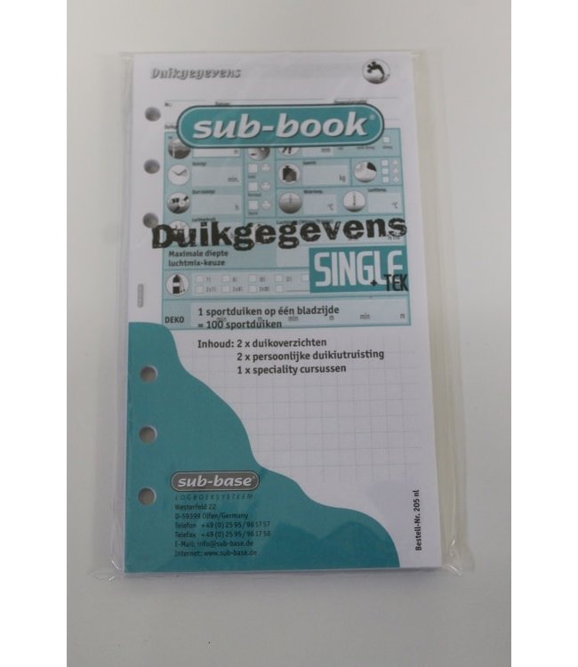 Sub-book logboek vulling