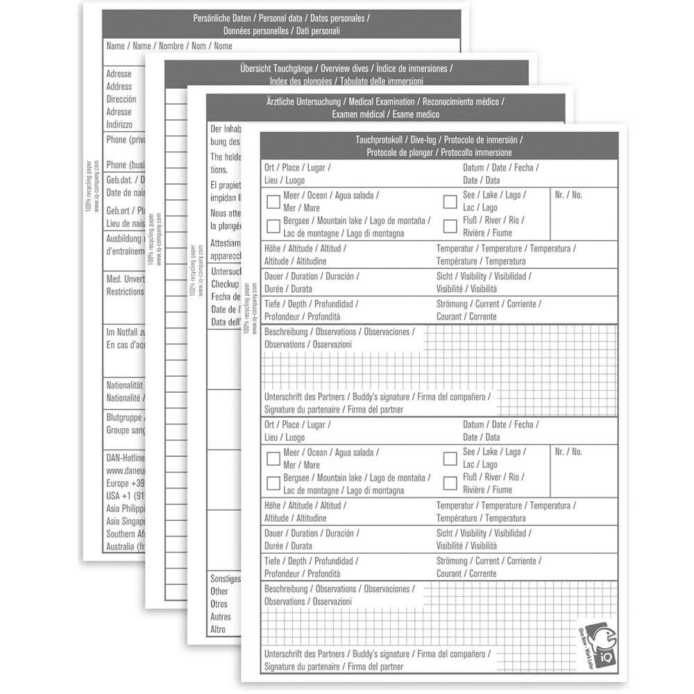 iQ-Company Logbook Bites Pink Gr. L - Logbuch für Tauchen