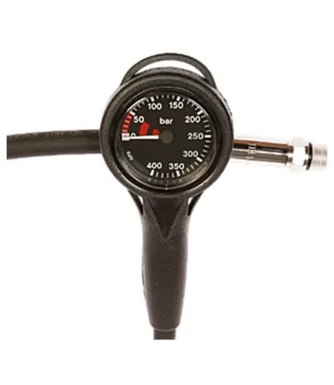 Manometer 400 bar met Miflex slang Zwart