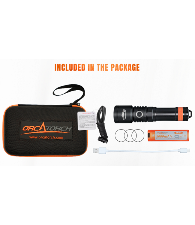 OrcaTorch D710 duiklamp met 2de accu