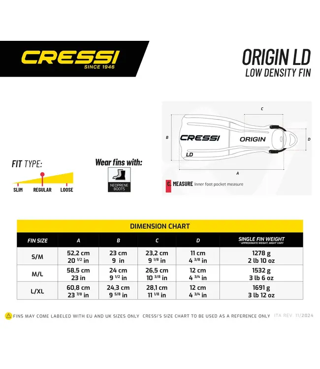 Cressi Origin LD vinnen