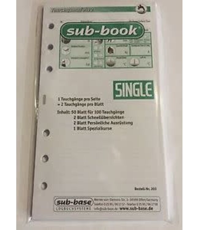 Sub-book logboek vulling