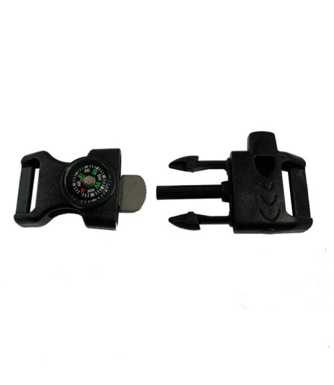 Survival buckle steeksluiting 11MM met vuursteen en fluitje