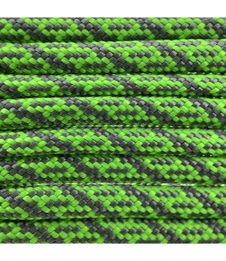 123Paracord Paracord 550 type III Neon Groen / Charcoal Grijs Helix DNA