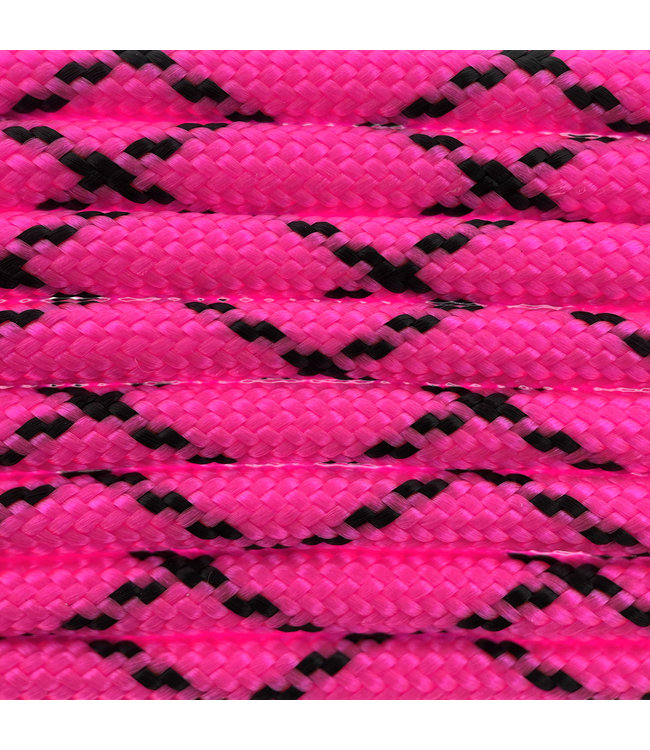 Paracord 550 type III Ultra Neon Roze & Zwart x