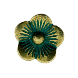 123Paracord Schuifkraal bloem Antiek brons /Turquoise