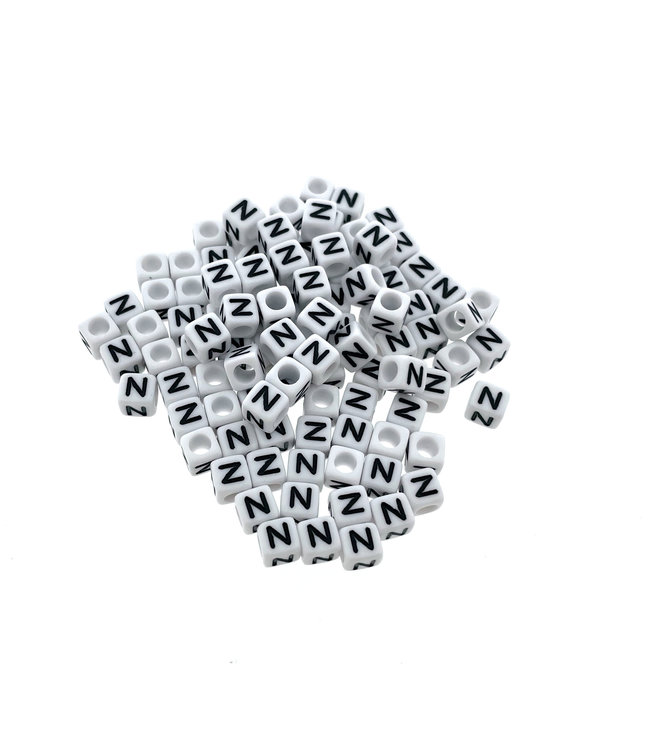 Paracord alfabet letter beads Wit N