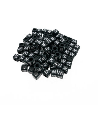 123Paracord Paracord alfabet letter beads Zwart W