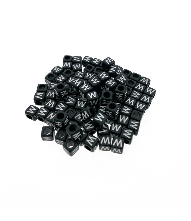 Paracord alfabet letter beads Zwart W