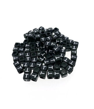 123Paracord Paracord alfabet letter beads Zwart T