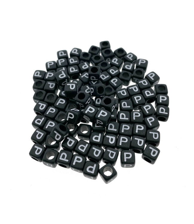 Paracord alfabet letter beads Zwart P