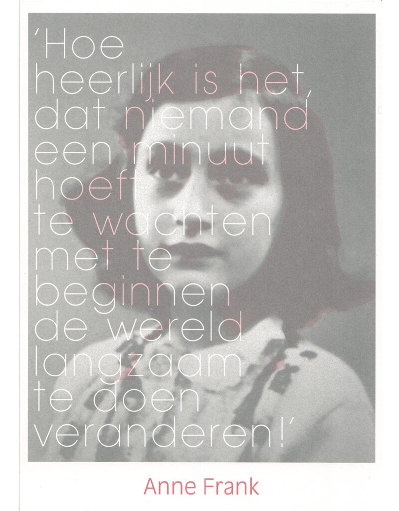 A5 formaat ansichtkaart met citaat van Anne Frank