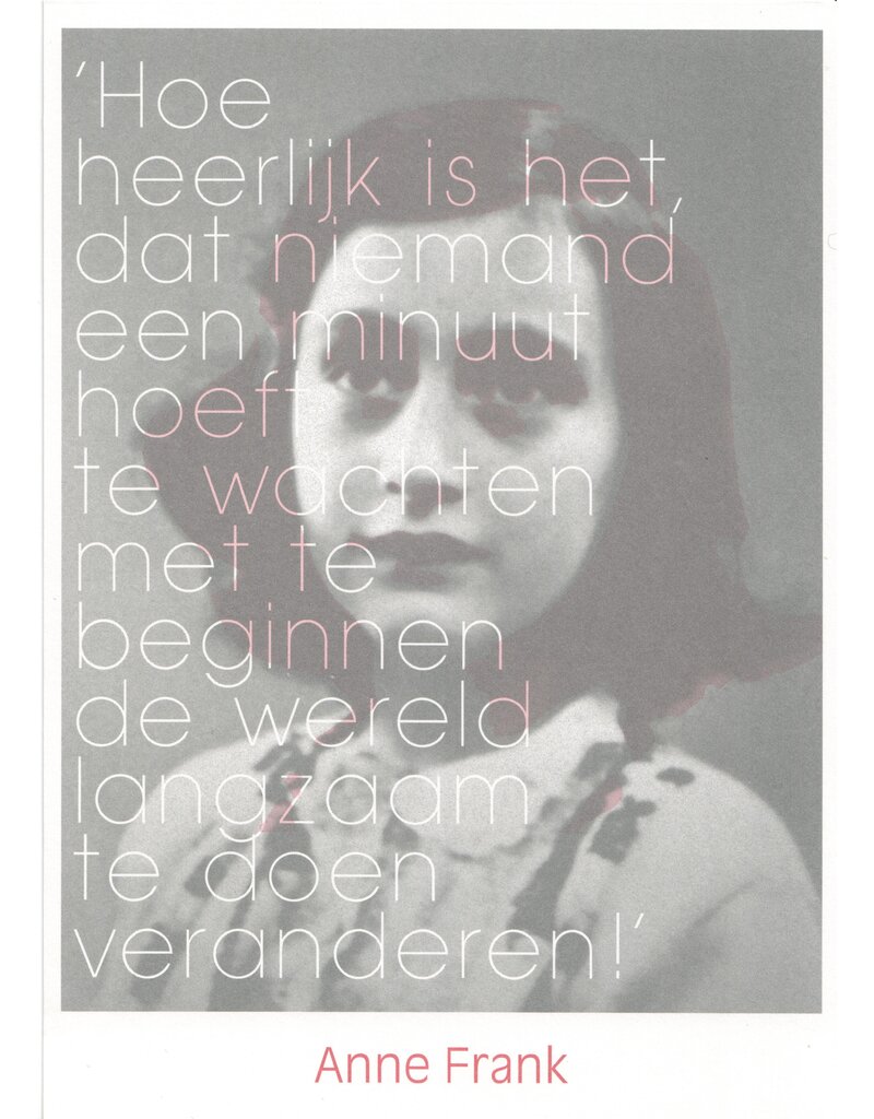 A5 size postcard with quote from Anne Frank